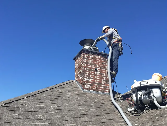 Dedicated Newington Chimney Sweep team member cleaning a chimney in Newington, CT