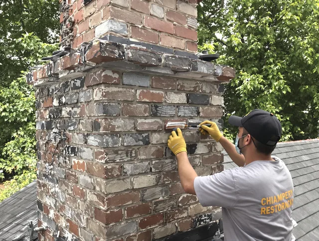 In-progress chimney restoration by Newington Chimney Sweep in Newington, CT