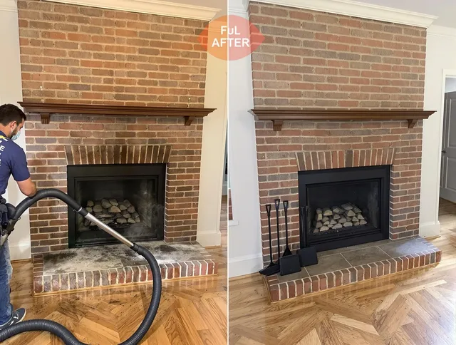 Newington Chimney Sweep carefully sanitizing a fireplace in Newington, CT